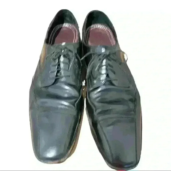 Mens Johnson and Murphy black leather oxford shoes 11.5 - Picture 1 of 4